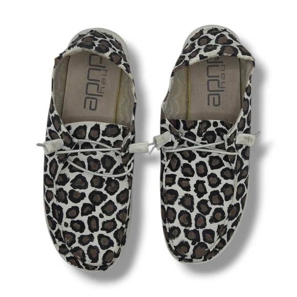 Hey‎ Dude Wendy Shoes Womens 12 Leopard Chambray White - Picture 7 of 9